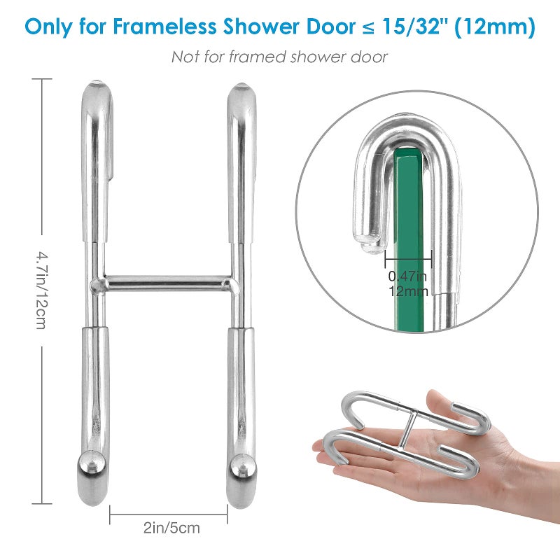 Simtive Shower Door Hooks (3-Pack), Towel Hooks for Bathroom Frameless Glass Door, Shower Squeegee Hooks, Silver - Image 3